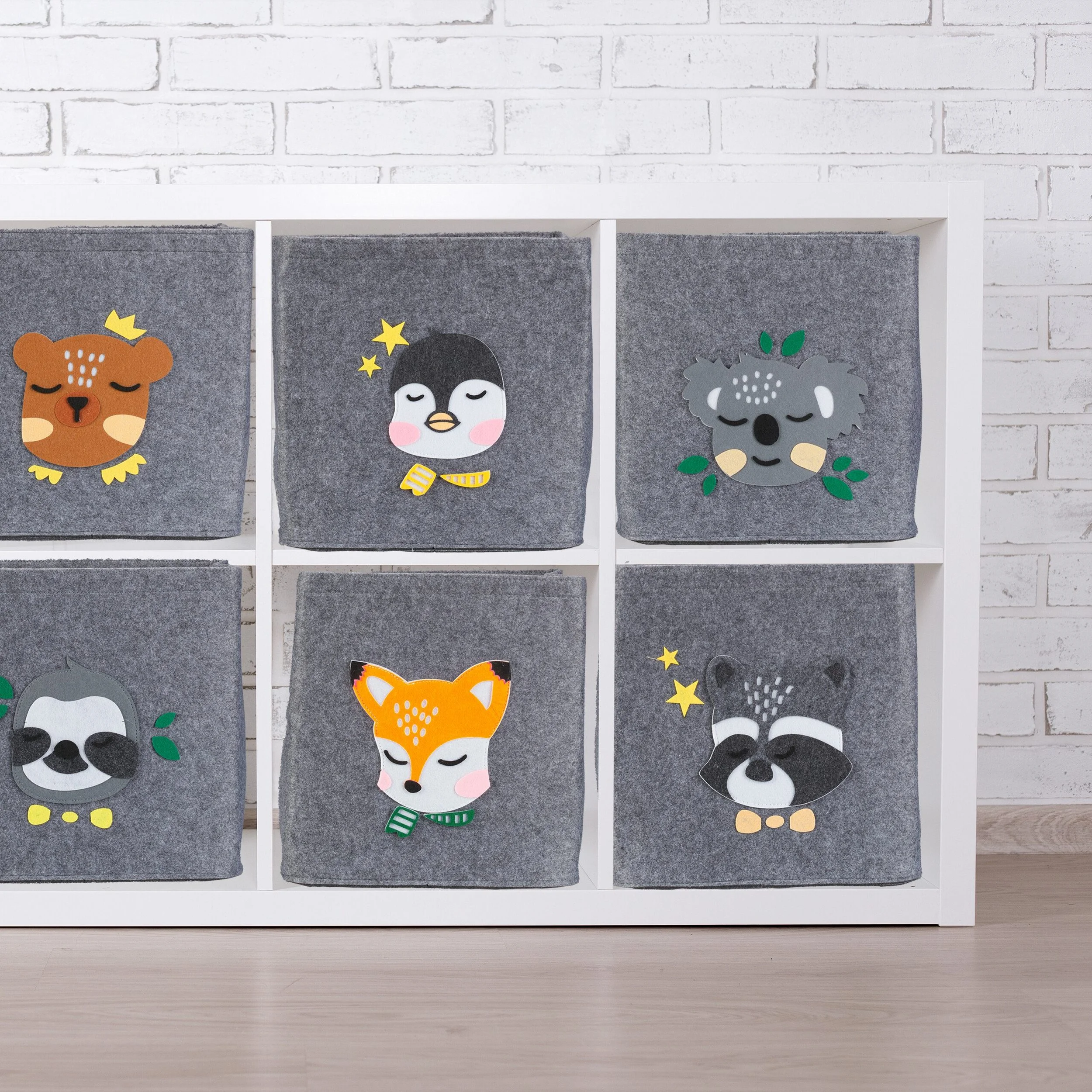 Relaxdays Kinder Aufbewahrungsbox – Waschbär-Design, 33 x 33 x 33 cm